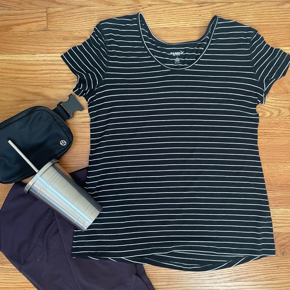 Old Navy Active shirt, black with white stripes